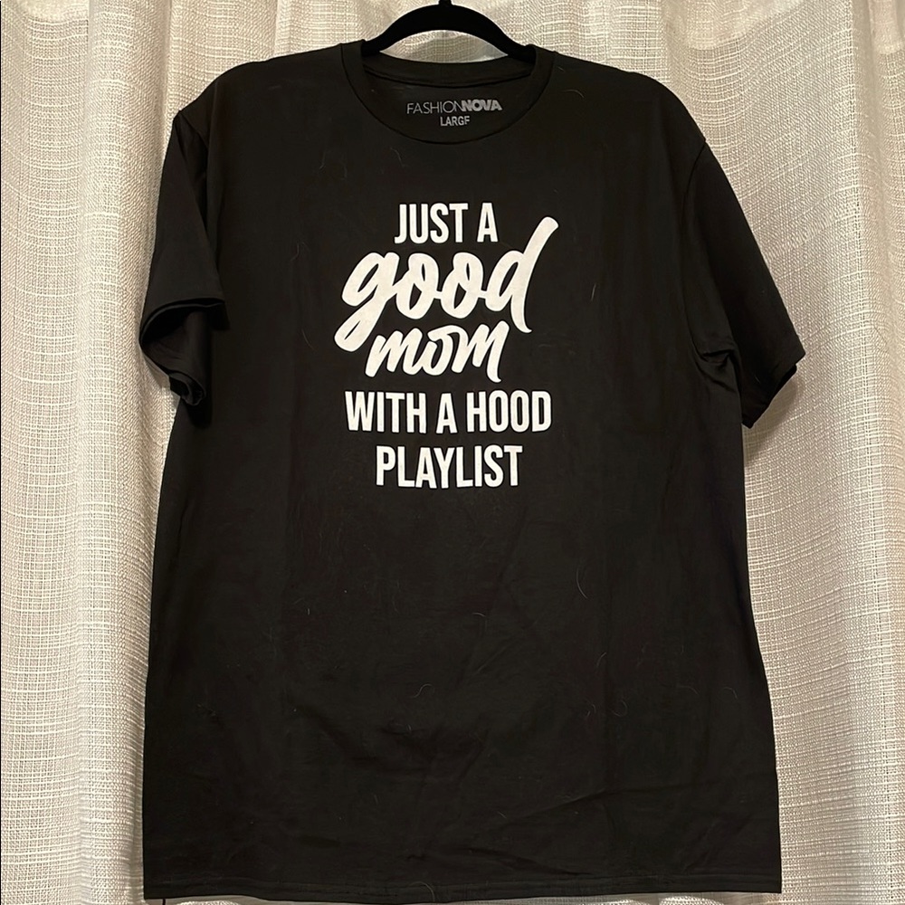Fashion Nova Black Tee with White Graphic